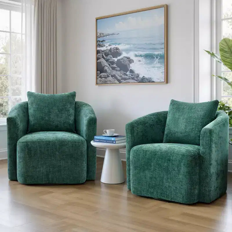 Fauteuil pivotant, fauteuil crapaud en chenille avec oreiller