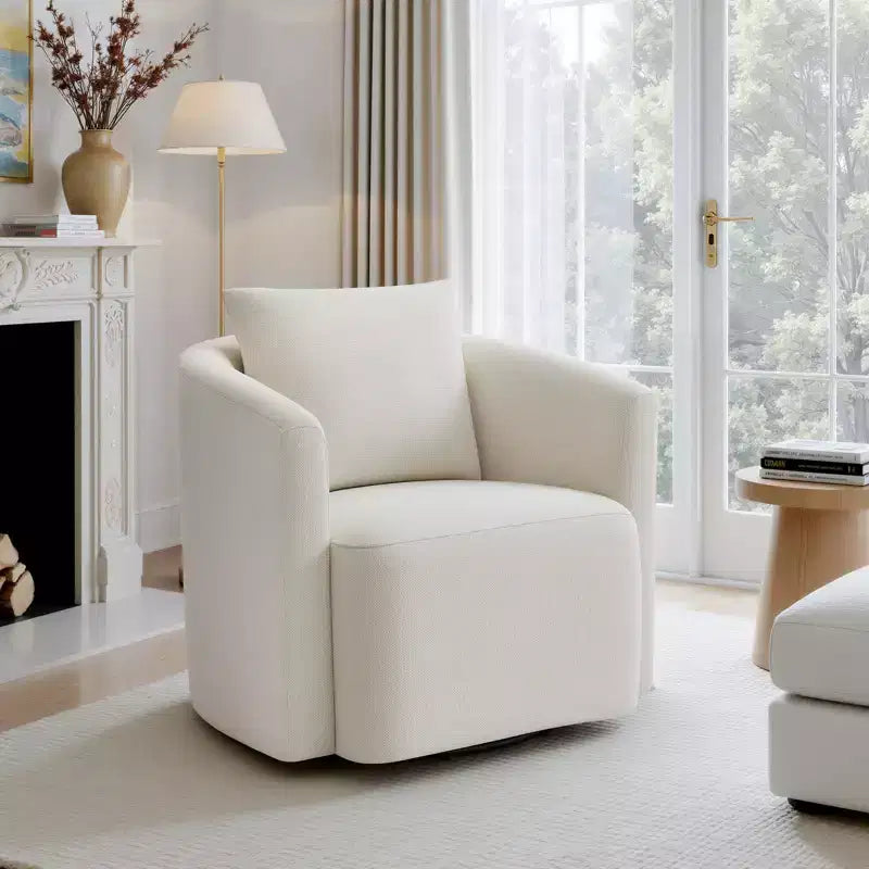 Fauteuil pivotant, fauteuil crapaud en chenille avec oreiller