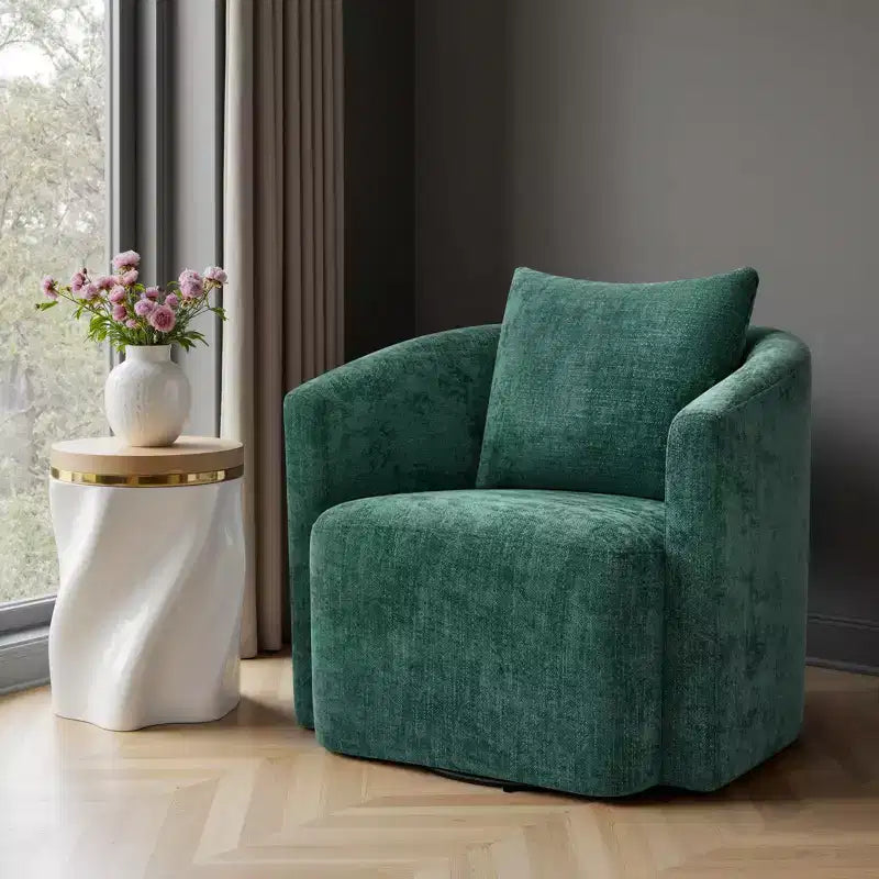 Fauteuil pivotant, fauteuil crapaud en chenille avec oreiller