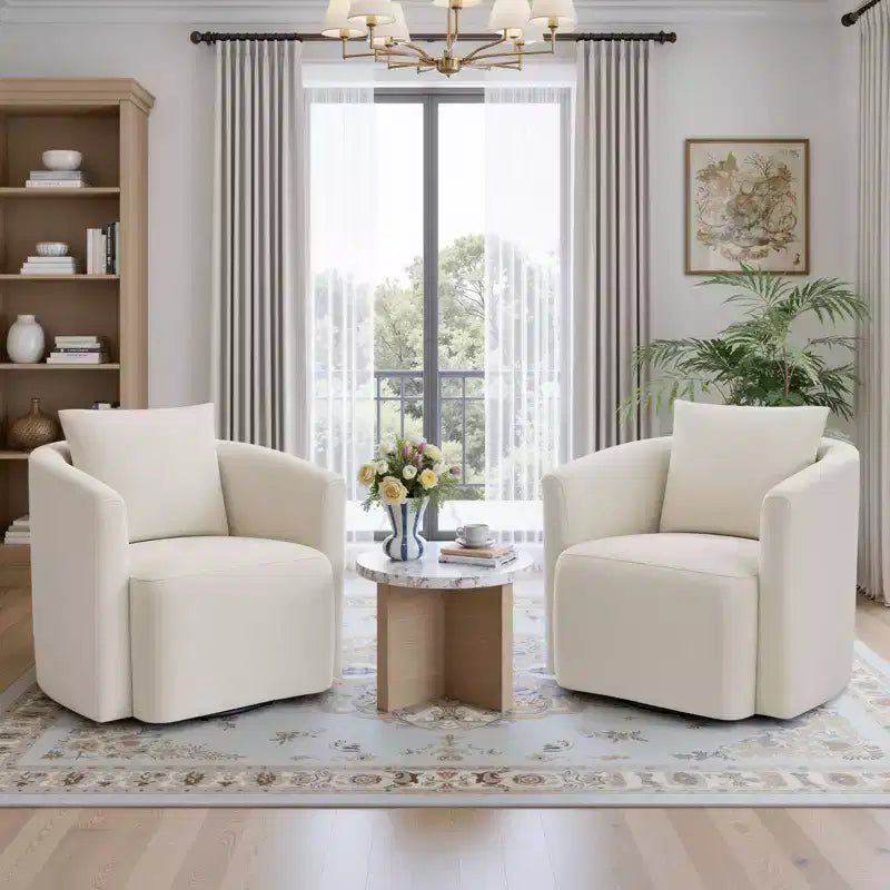 Fauteuil pivotant, fauteuil crapaud en chenille avec oreiller
