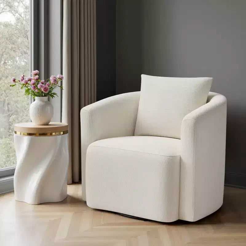 Fauteuil pivotant, fauteuil crapaud en chenille avec oreiller