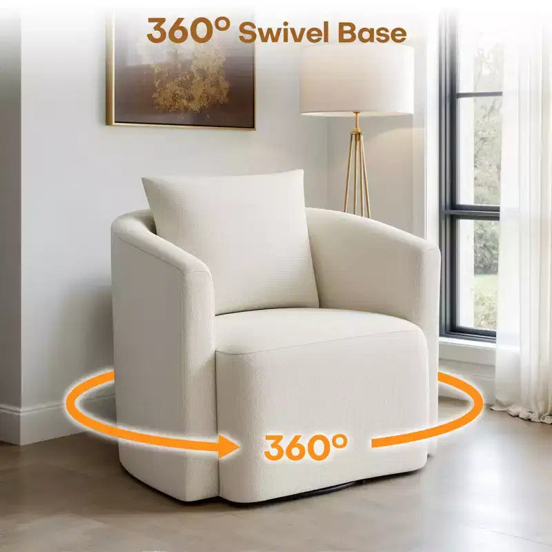 Fauteuil pivotant, fauteuil crapaud en chenille avec oreiller
