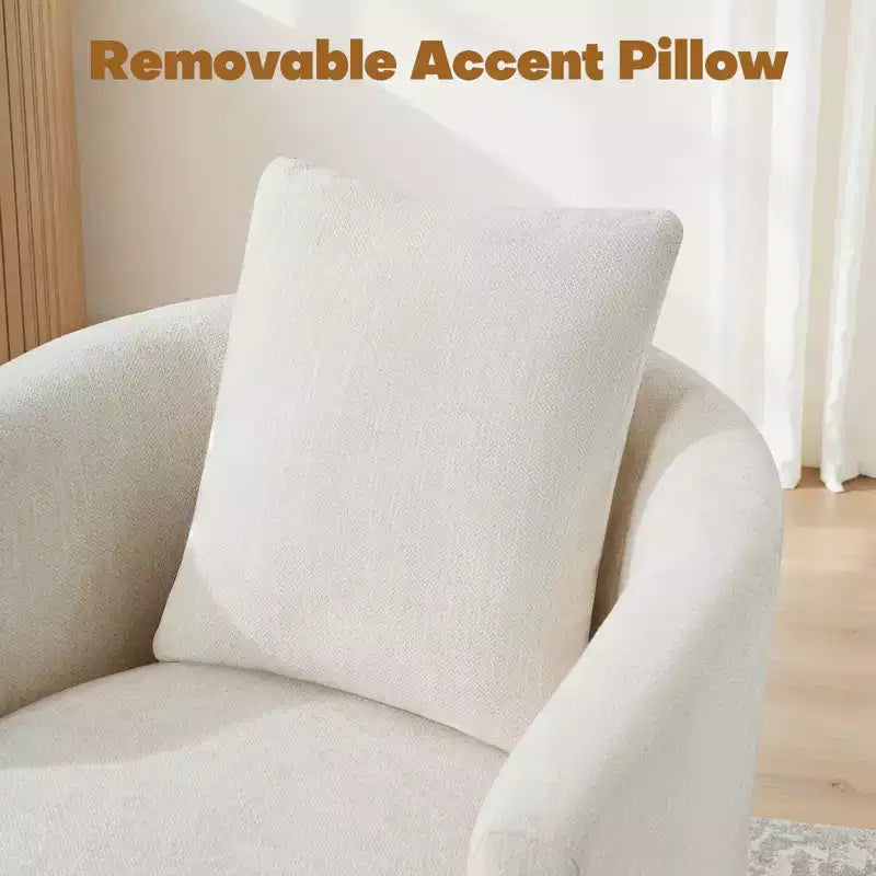 Fauteuil pivotant, fauteuil crapaud en chenille avec oreiller