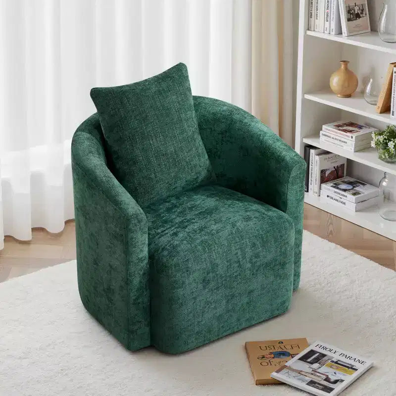 Fauteuil pivotant, fauteuil crapaud en chenille avec oreiller