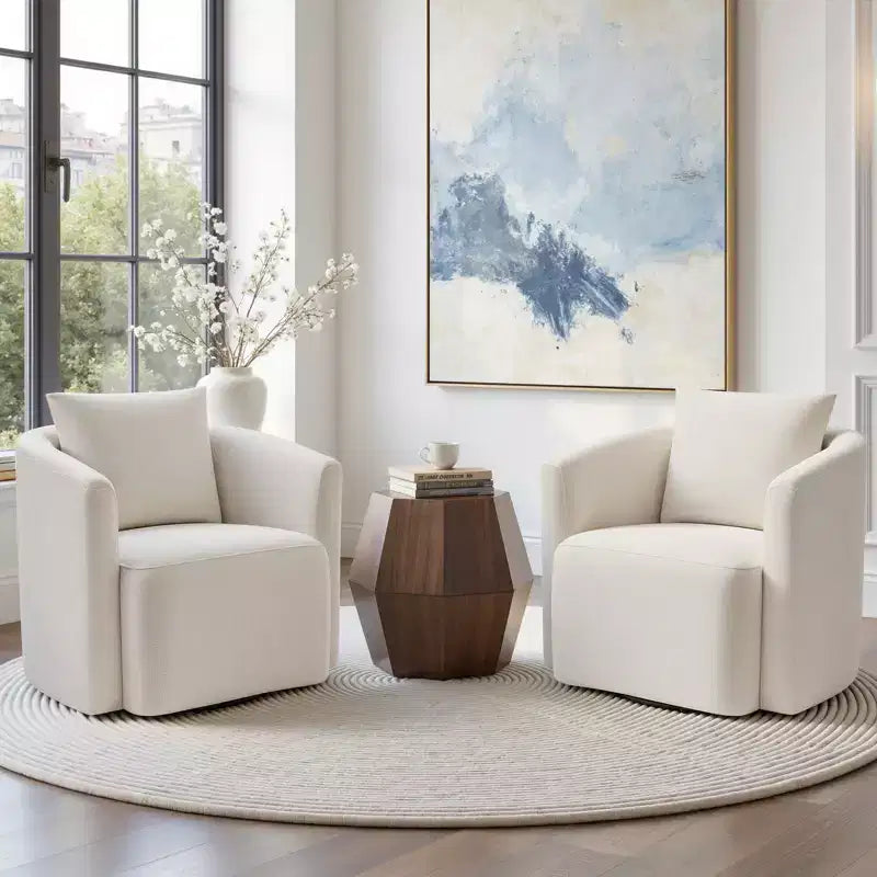 Fauteuil pivotant, fauteuil crapaud en chenille avec oreiller