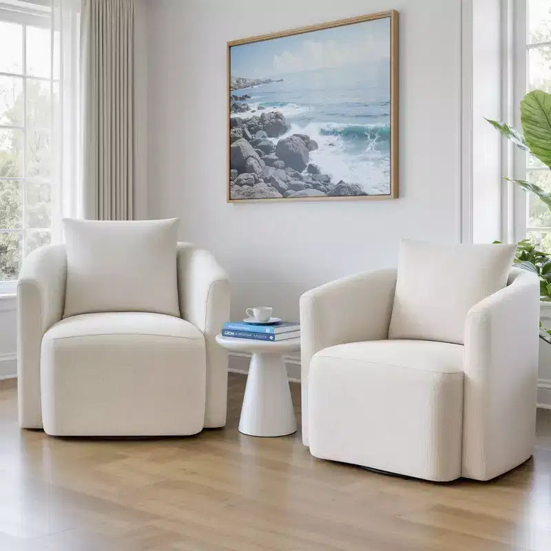 Fauteuil pivotant, fauteuil crapaud en chenille avec oreiller