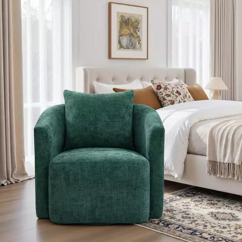 Fauteuil pivotant, fauteuil crapaud en chenille avec oreiller