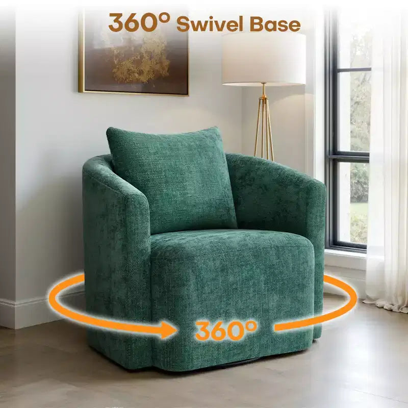Fauteuil pivotant, fauteuil crapaud en chenille avec oreiller