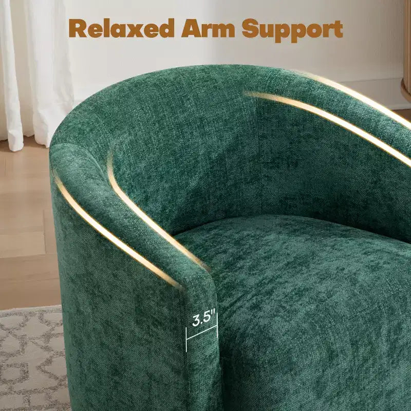 Fauteuil pivotant, fauteuil crapaud en chenille avec oreiller