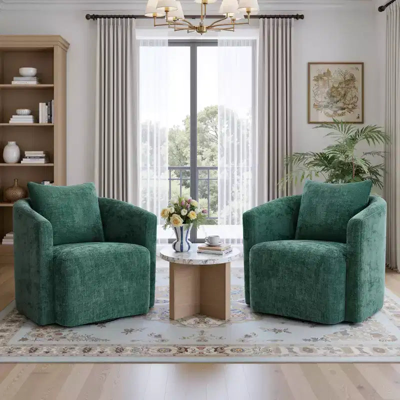 Fauteuil pivotant, fauteuil crapaud en chenille avec oreiller