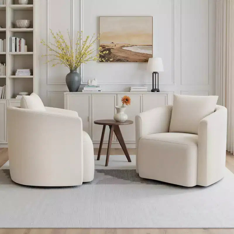 Fauteuil pivotant, fauteuil crapaud en chenille avec oreiller